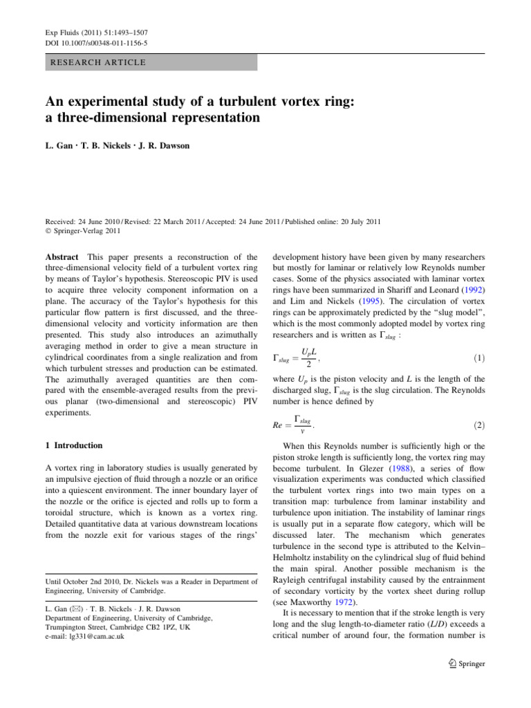 3D Analysis of Turbulent Vortex Rings | PDF | Vortices | Turbulence