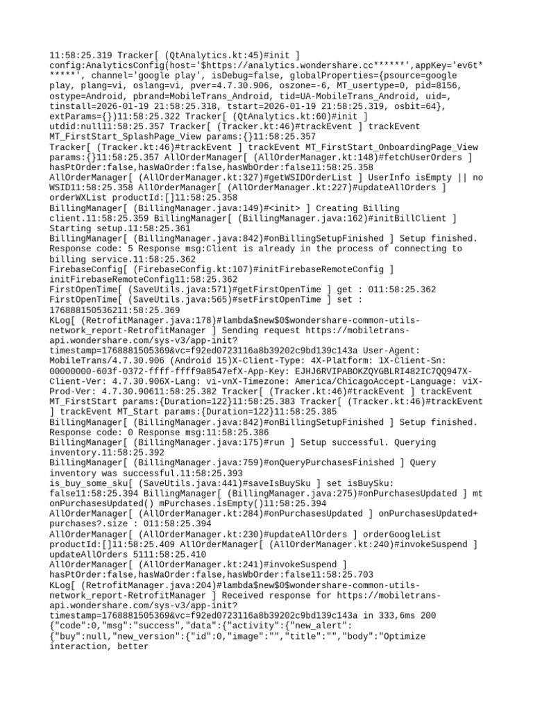 MobileTrans Android Analytics Log | PDF | Operating System Families ...