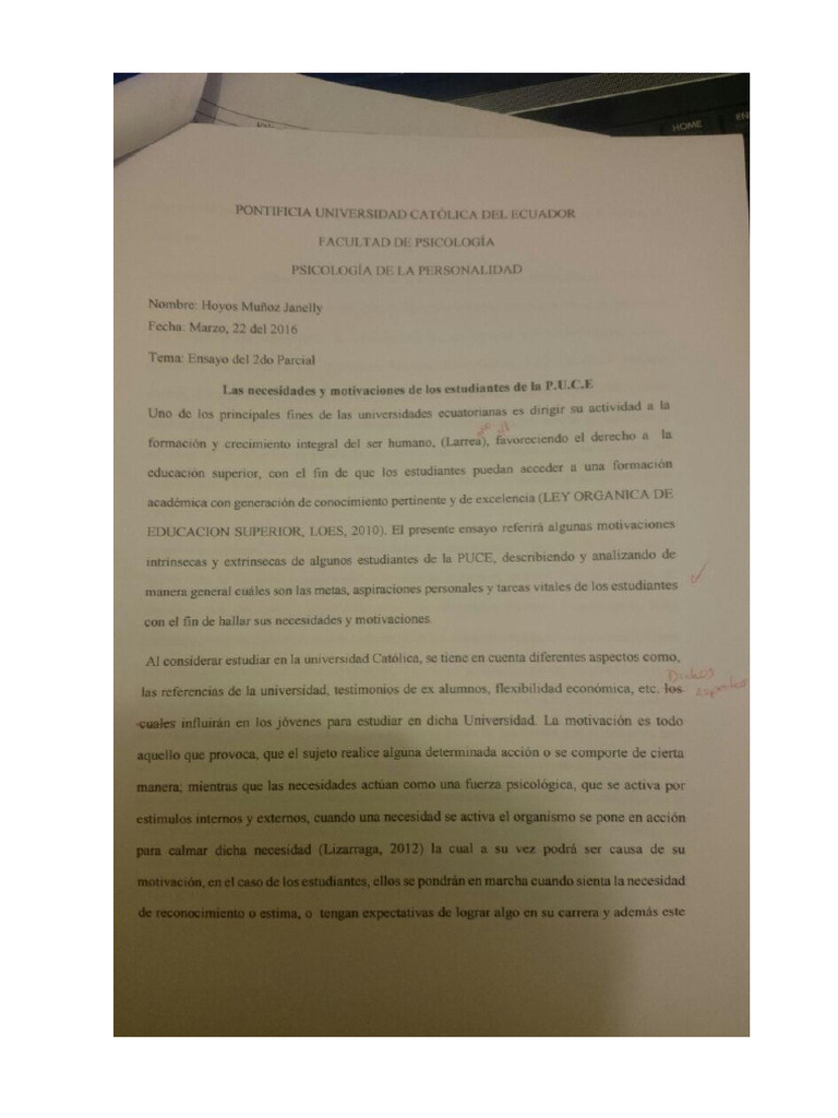 Ensayo de Motivaciones Intrínsecas y Extrínsecas de Los Estudiantes de ...