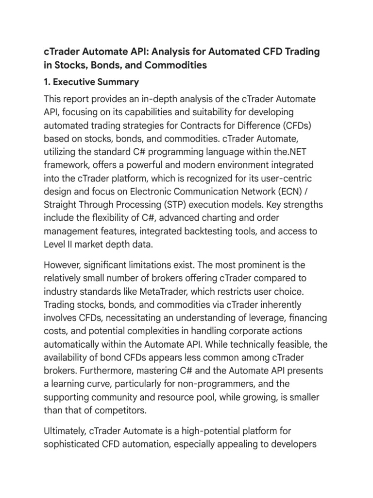 CTrader Programming for Asset Classes | PDF | Contract For Difference |  Financial Markets