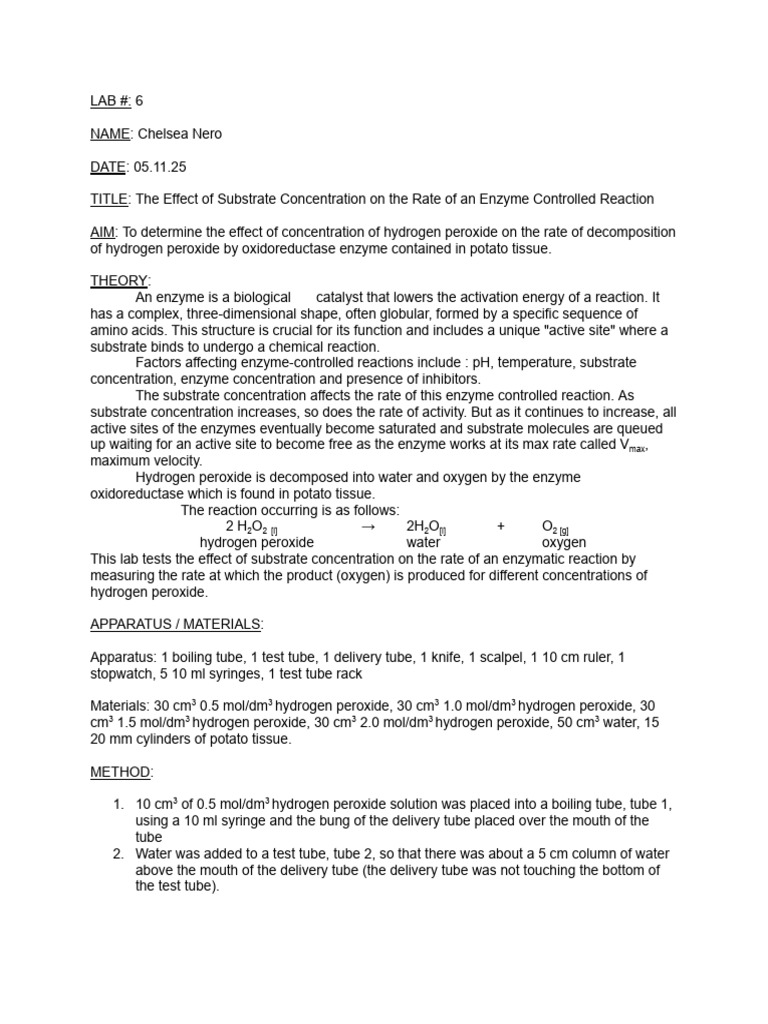 Enzyme Activity and Substrate Concentration | PDF | Enzyme | Substrate ...