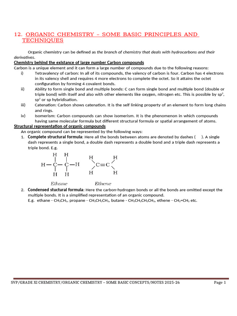 Organic Chemistry Basics for Grade XI | PDF | Isomer | Functional Group