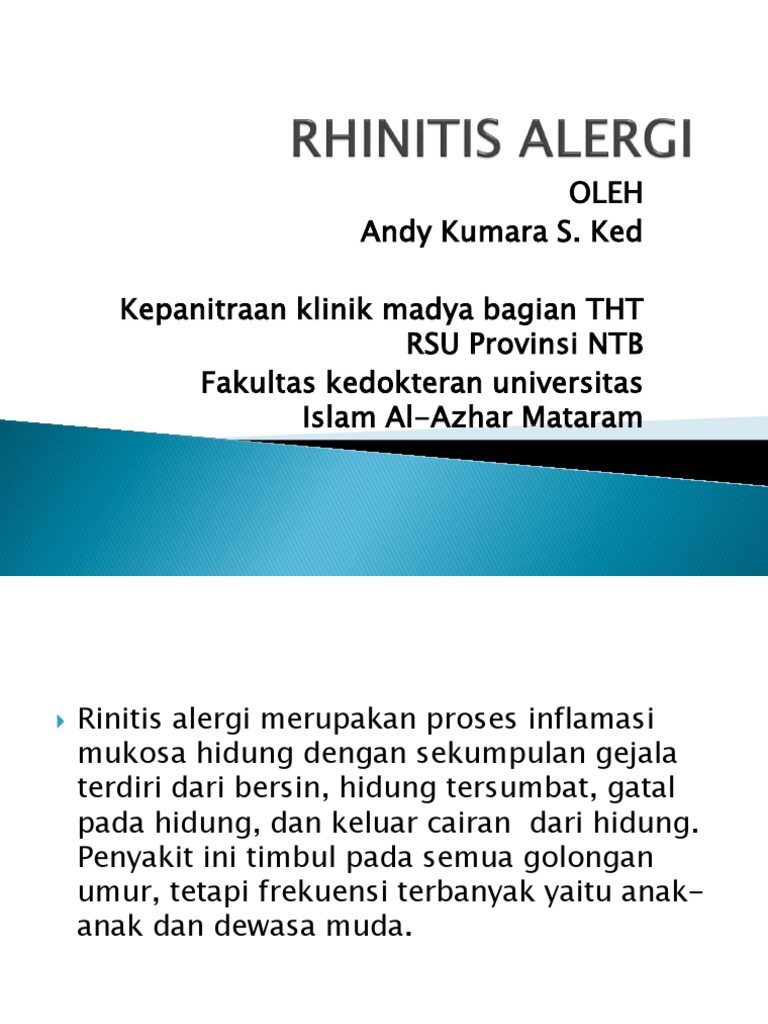 Rinitis Alergi: Gejala, Diagnosis, dan Penanganan | PDF