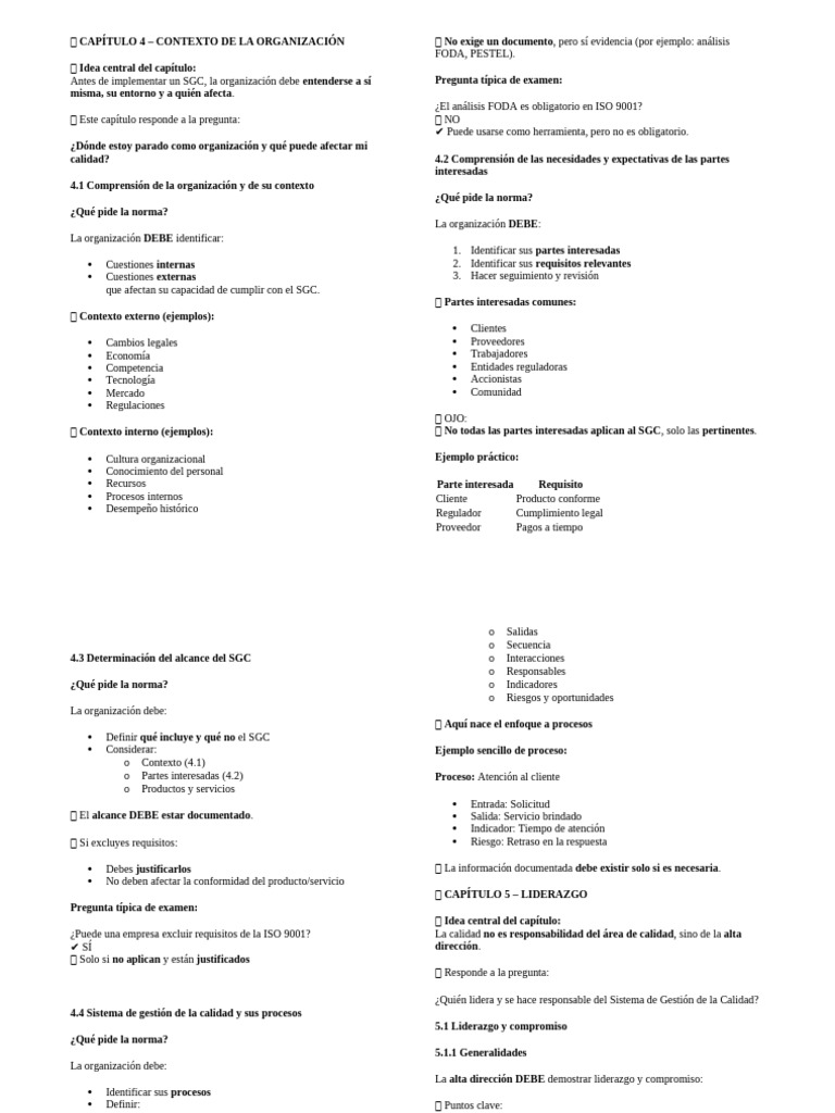 Contexto y Liderazgo en SGC ISO 9001 | PDF | Sistema de manejo de ...