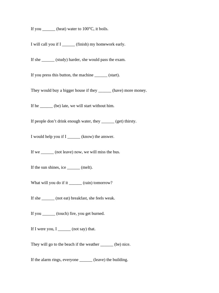 Conditional Sentences Practice Exercises | PDF