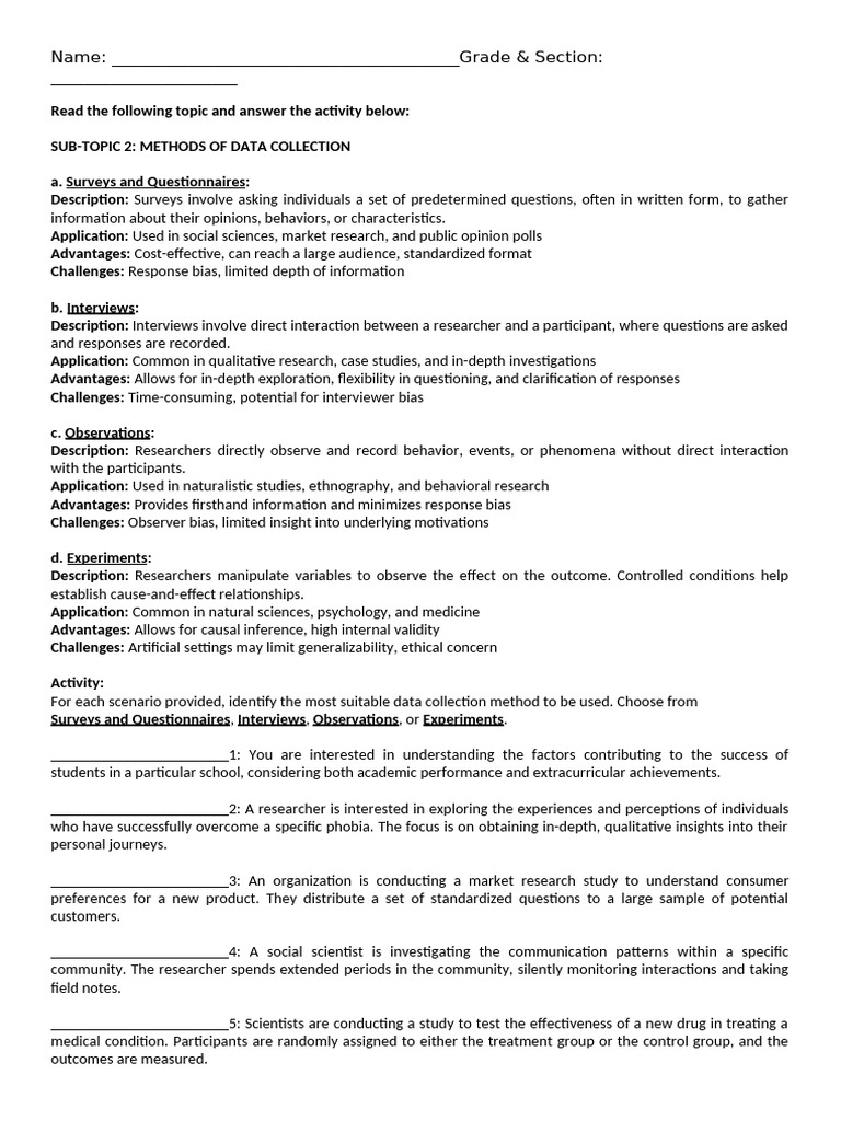 METHODS of Data Collection | PDF | Survey Methodology | Marketing Research