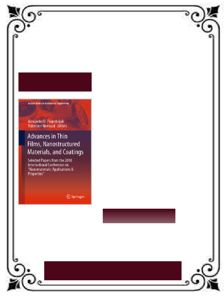 Advances in Thin Films Nanostructured Materials and Coatings Selected ...