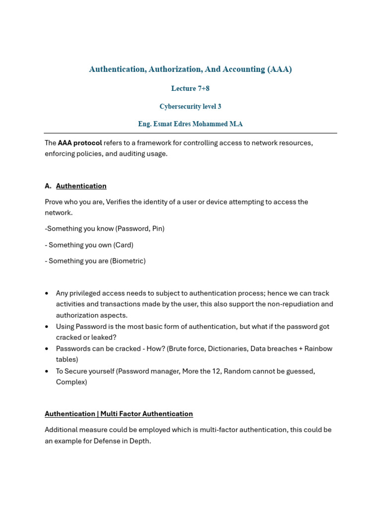 Understanding AAA in Cybersecurity | PDF | Radius | Computing
