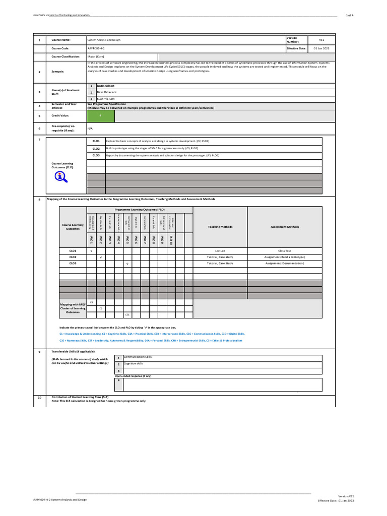 System Analysis and Design Course Overview | PDF | Software Engineering ...