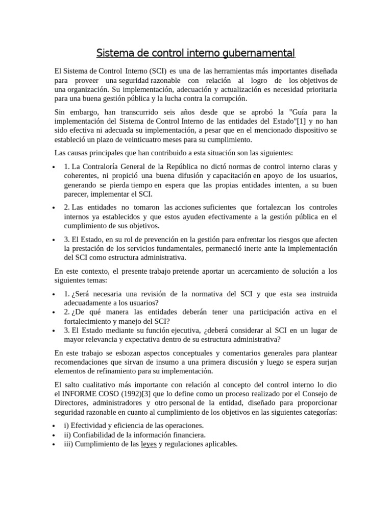 Desafíos del Sistema de Control Interno | PDF | Administración Pública ...