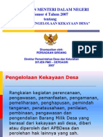 PERATURAN MENTERI DALAM NEGERI Nomor 4 Tahun 2007 Tentang "PEDOMAN PENGELOLAAN KEKAYAAN DESA"