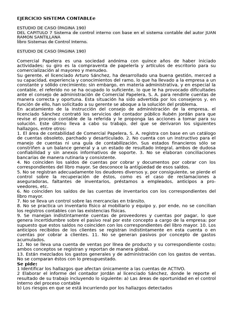 Mejora del Control Interno Contable | PDF | Contabilidad | Estado ...