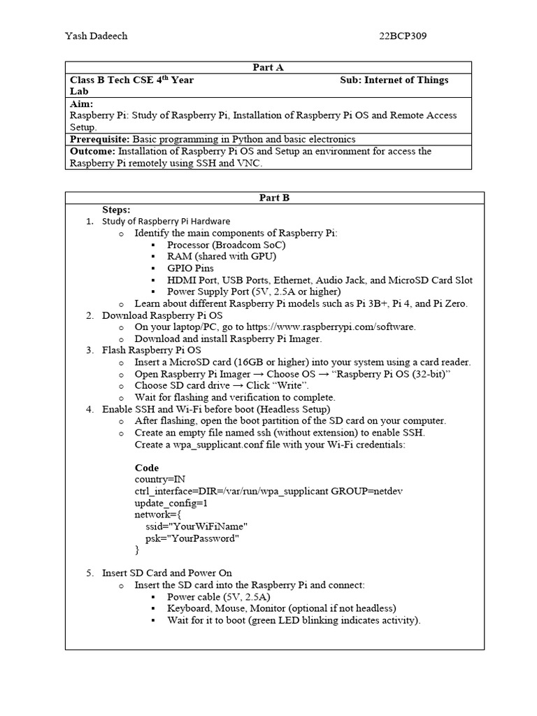 22BCP309_Exp 9 | PDF | Raspberry Pi | Classes Of Computers