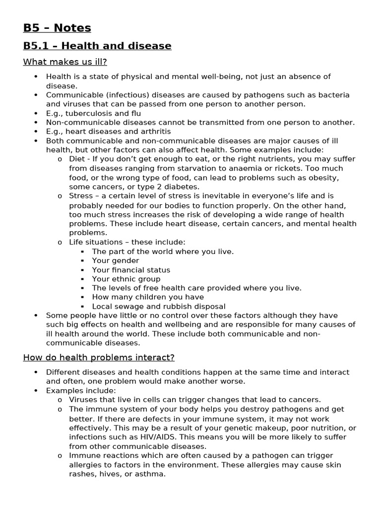 B5 Notes Science(B) | PDF | Infection | Pathogen