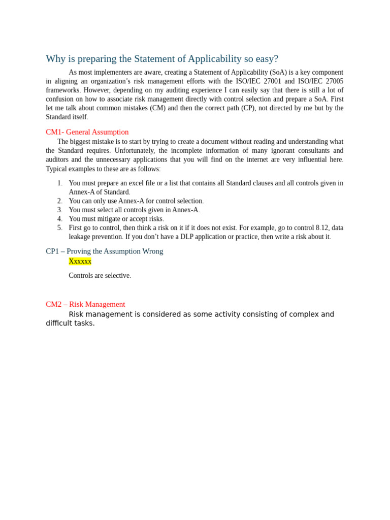 Simplifying Statement of Applicability Creation | PDF