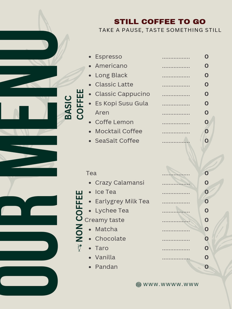 Diverse Coffee and Tea Menu Options | PDF