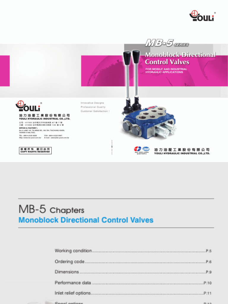 Monoblock Directional Control Valves Guide | PDF | Valve | Switch