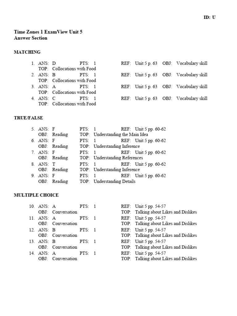 157920 TZ3e L1 Assessment TestAnswerKey Unit05 | PDF | Chess Openings ...