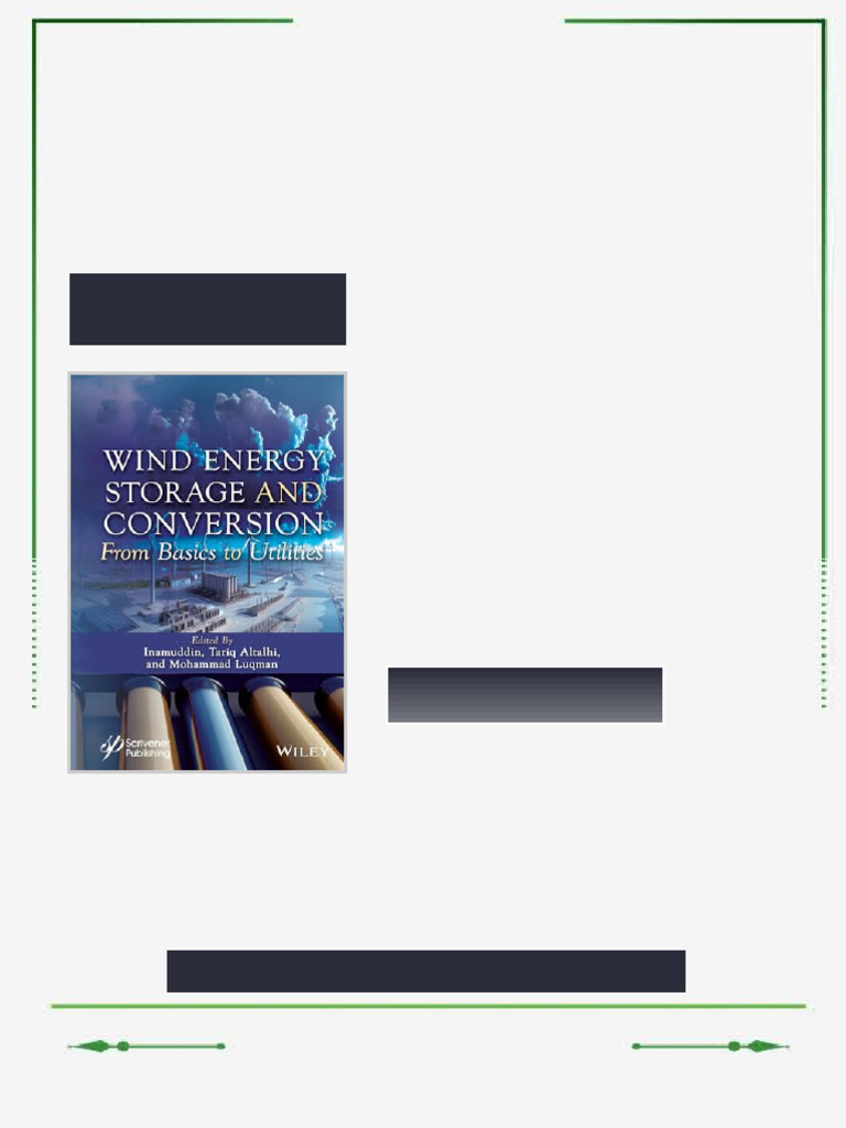 Wind Energy Storage and Conversion From Basics to Utilities 1st Edition ...