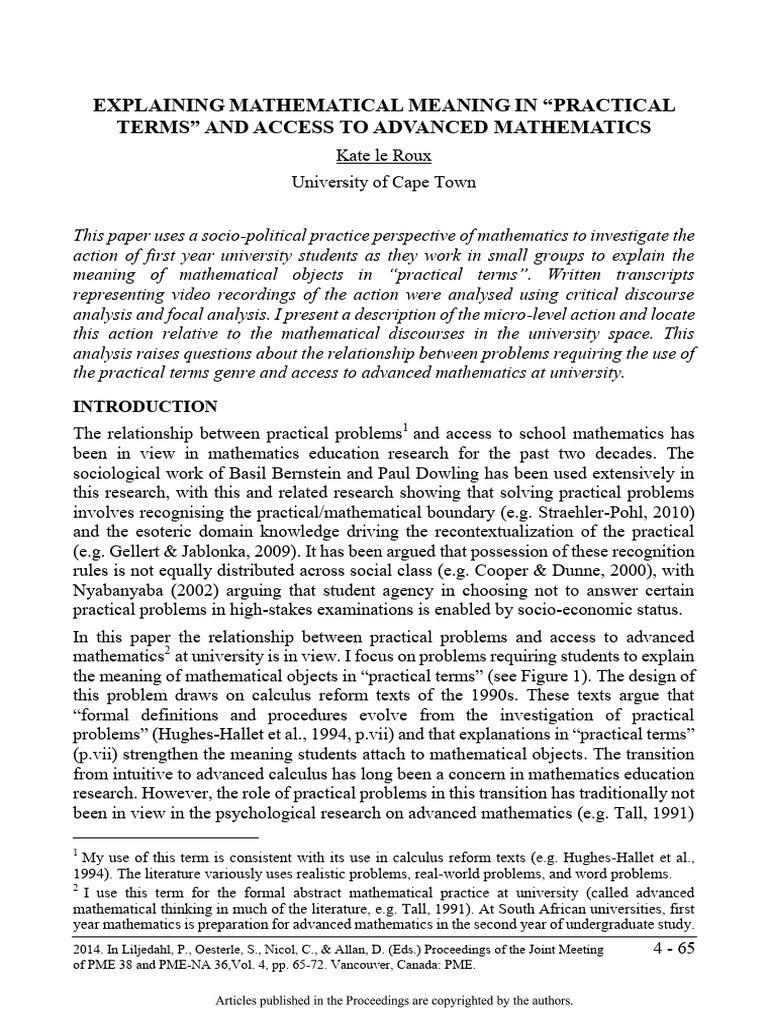Practical Terms in Advanced Mathematics | PDF | Mathematics | Discourse