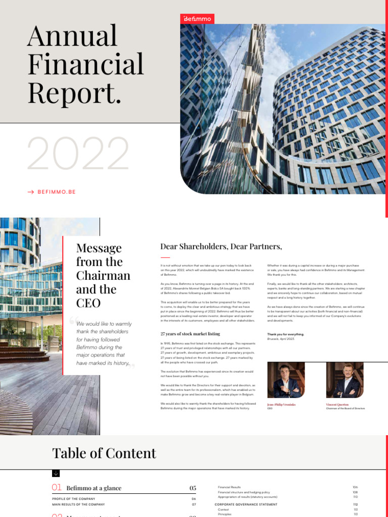 Befimmo 2022 Annual Financial Report | PDF | Diversification (Finance ...