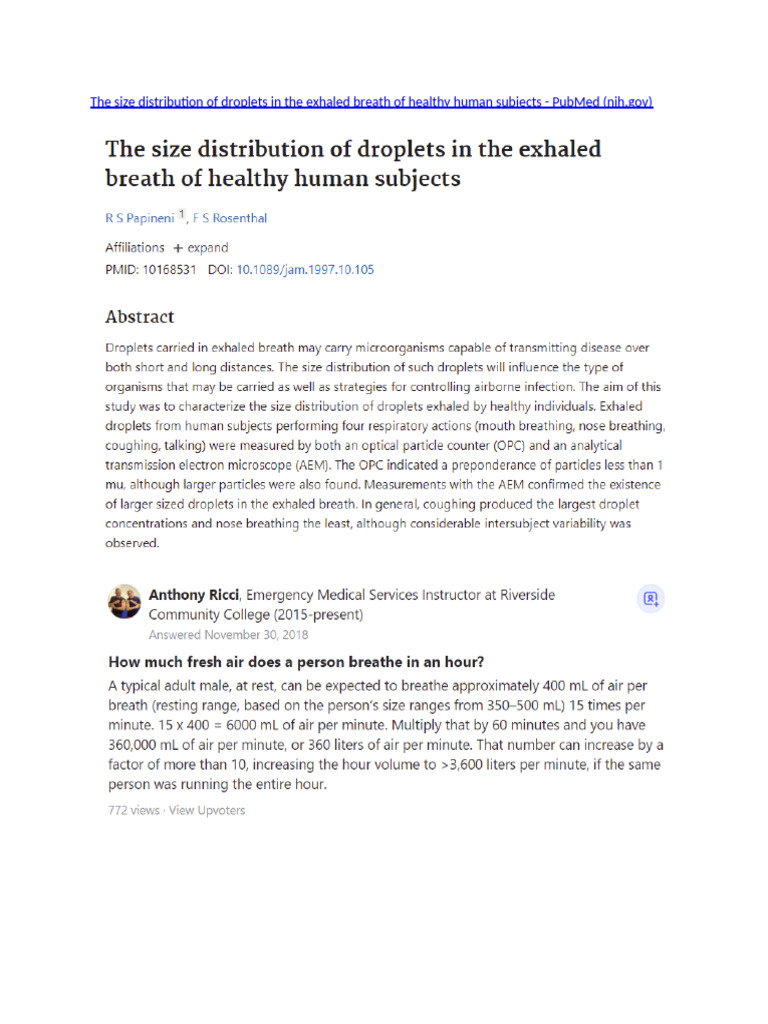 Droplet Size Info Breaths | PDF
