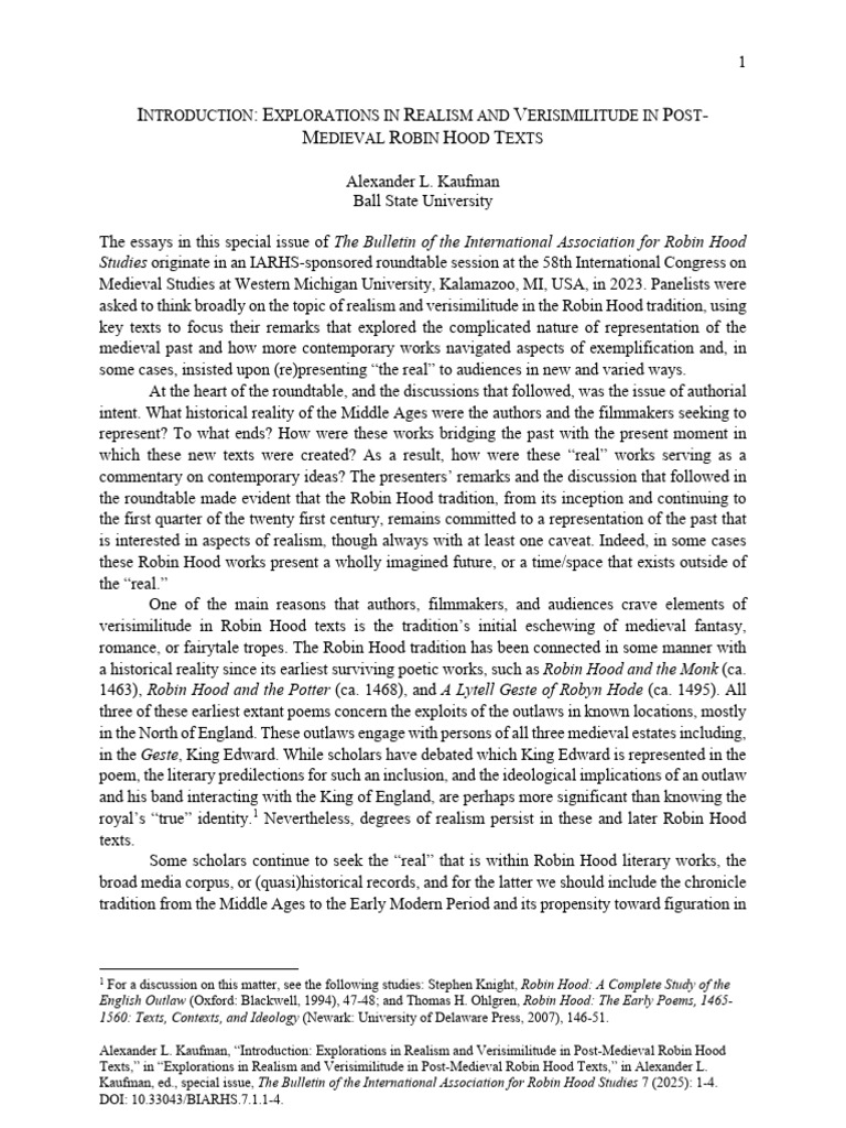 Realism in Post-Medieval Robin Hood Texts | PDF | Robin Hood