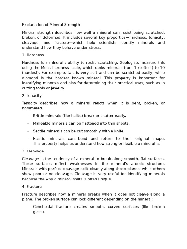 Understanding Mineral Strength Properties | PDF | Minerals | Materials ...
