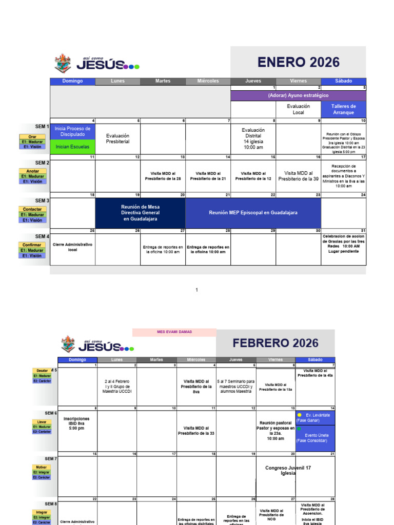 Calendario de Eventos 2026 para Iglesias | PDF | Organización de la ...