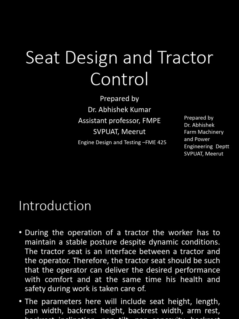 Ergonomic Tractor Seat Design Guidelines | PDF | Tractor | Vehicle ...