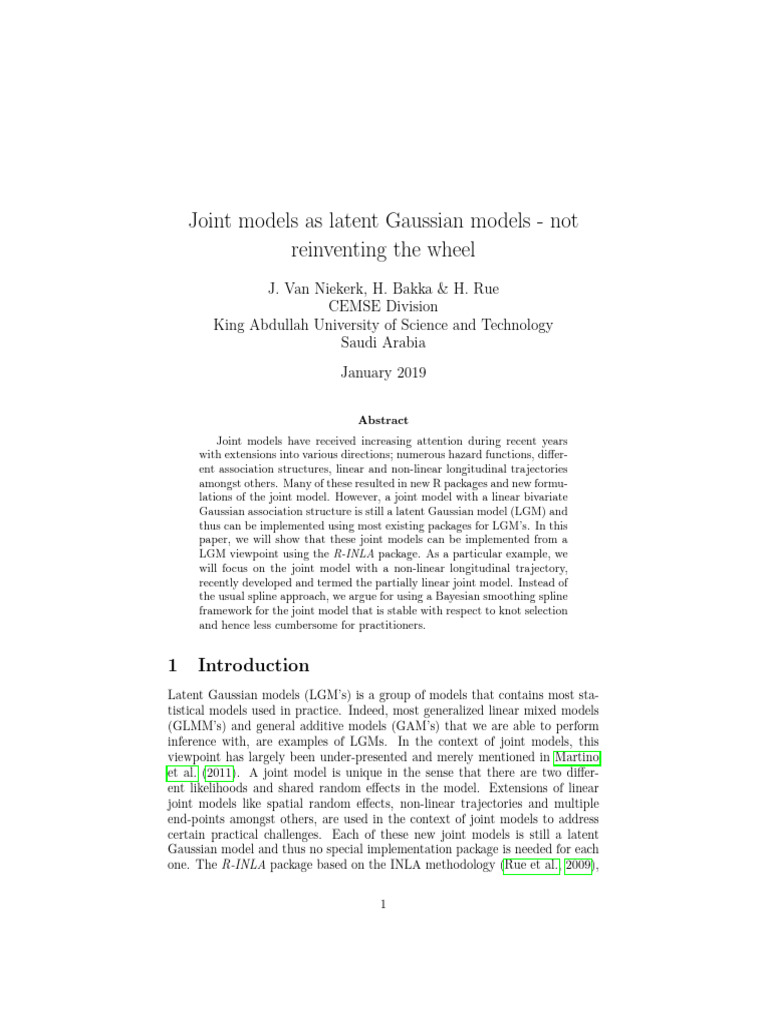 Latent Gaussian Joint Models in R | PDF | Linear Regression | Normal ...