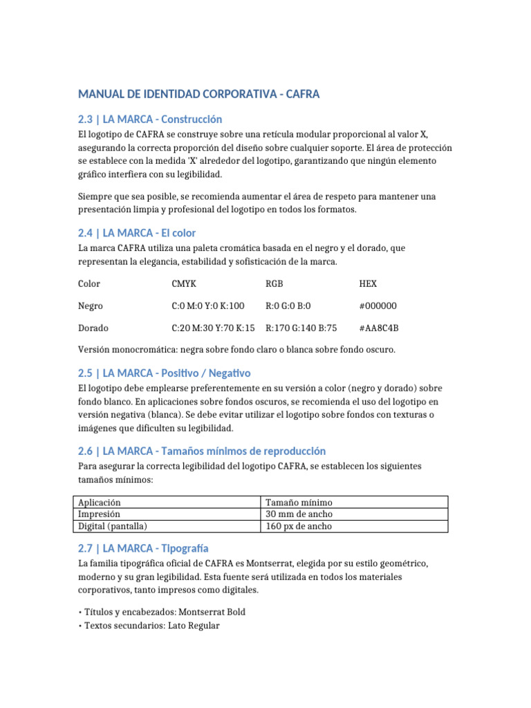 Manual de Identidad Corporativa CAFRA | PDF