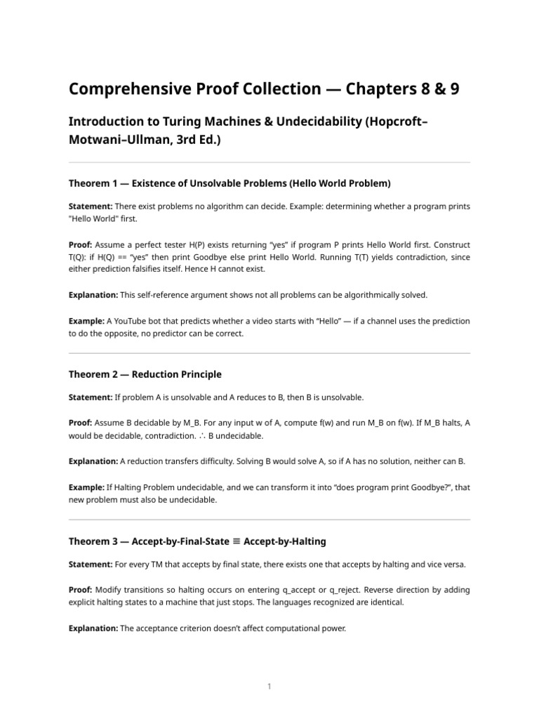 Turing Machines & Undecidability Proofs | PDF | Mathematical Proof ...