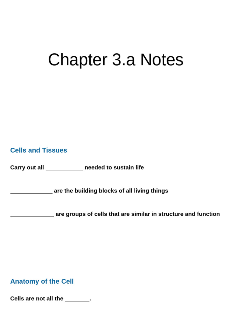 Chapter 3.a Notes-1 | PDF | Cell (Biology) | Cytoplasm