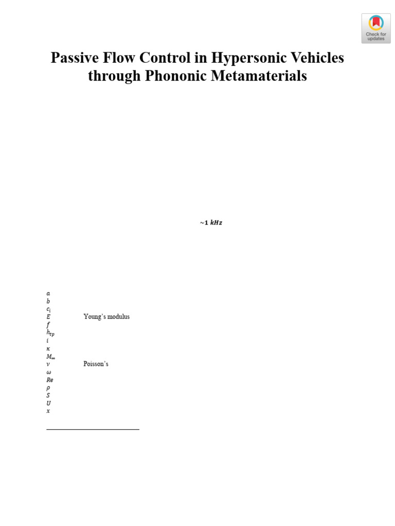 Phononic Metamaterials for Hypersonic Flow Control | PDF | Fluid ...