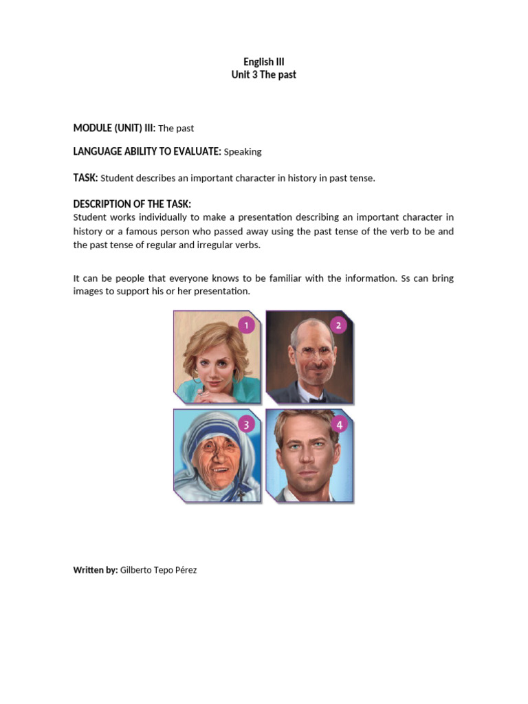 3. Speaking - Describing a Character | PDF | Grammatical Tense ...