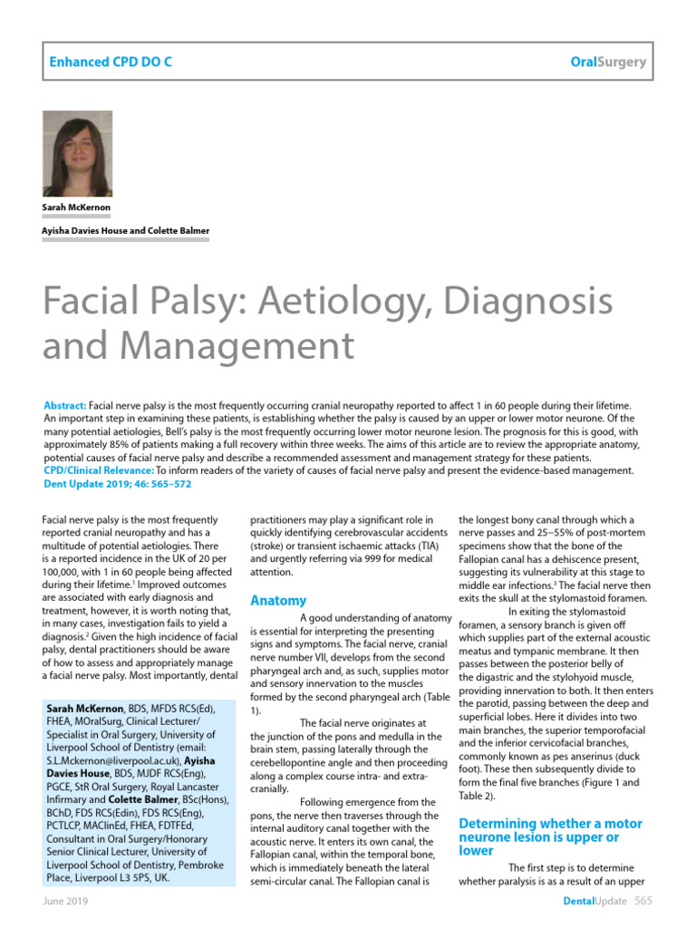 Facial Palsy: Causes and Management Guide | PDF | Nervous System ...