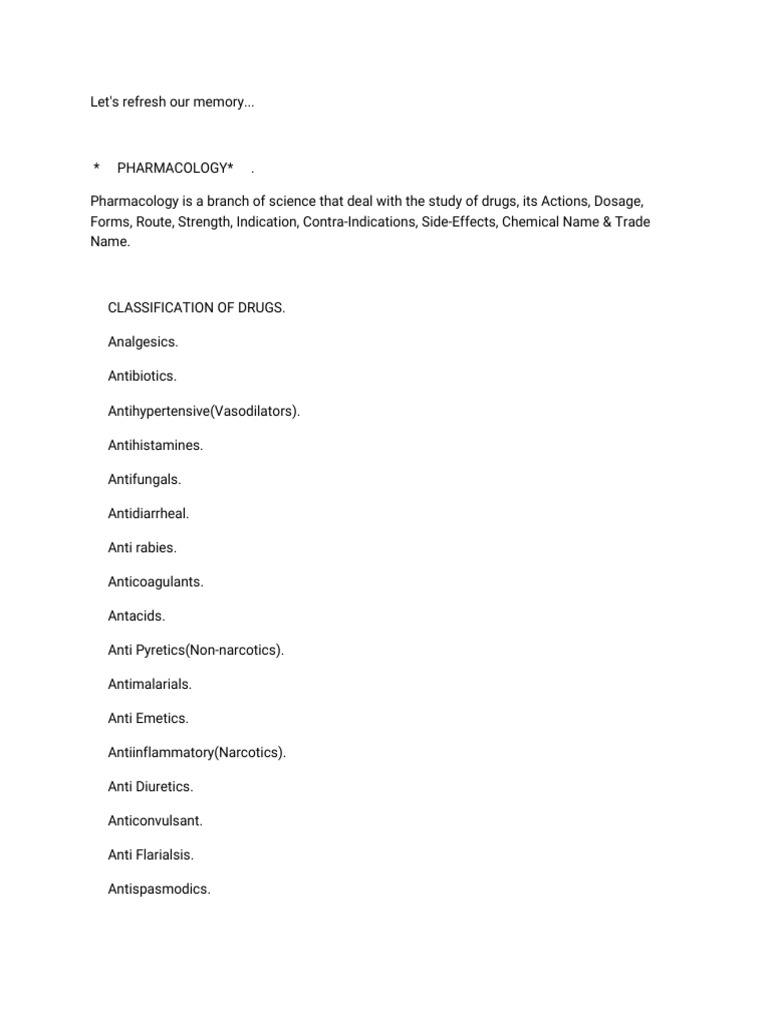 Comprehensive Drug Classification Guide | PDF