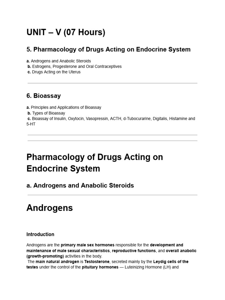 Endocrine Pharmacology: Androgens & Steroids | PDF | Ovary | Combined ...