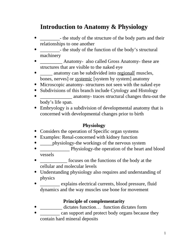 Anatomy and Physiology Overview | PDF | Human Body | Anatomical Terms ...