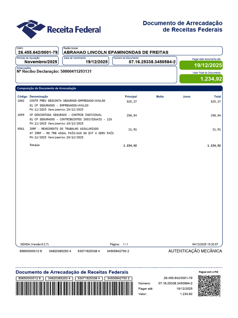 guia inss 11 2025 | PDF | Politica Social | Seguro social