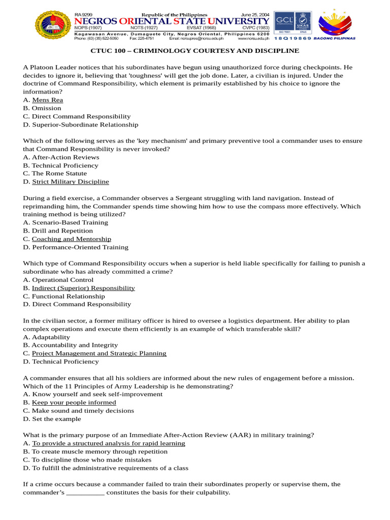 Command Responsibility in Military Training | PDF