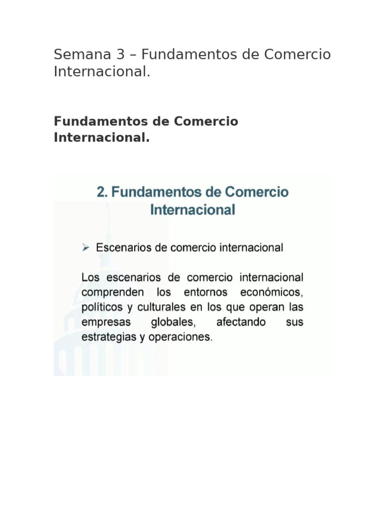 Semana 3 – Fundamentos de Comercio Internacional. | PDF | El comercio ...