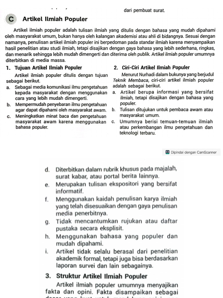 Materi Artikel Ilmiah Populer TKA | PDF
