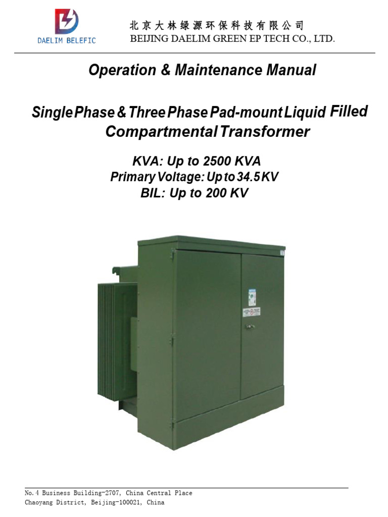 Transformer Operation & Maintenance Manual | PDF | Transformer | Switch