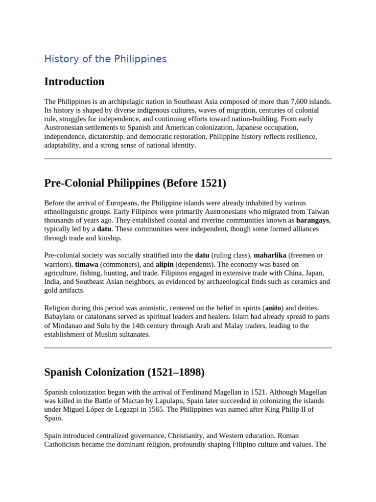 Overview of Philippine History | PDF | Philippines
