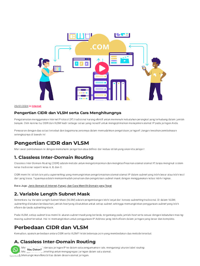 Pengertian dan Cara Hitung CIDR VLSM | PDF