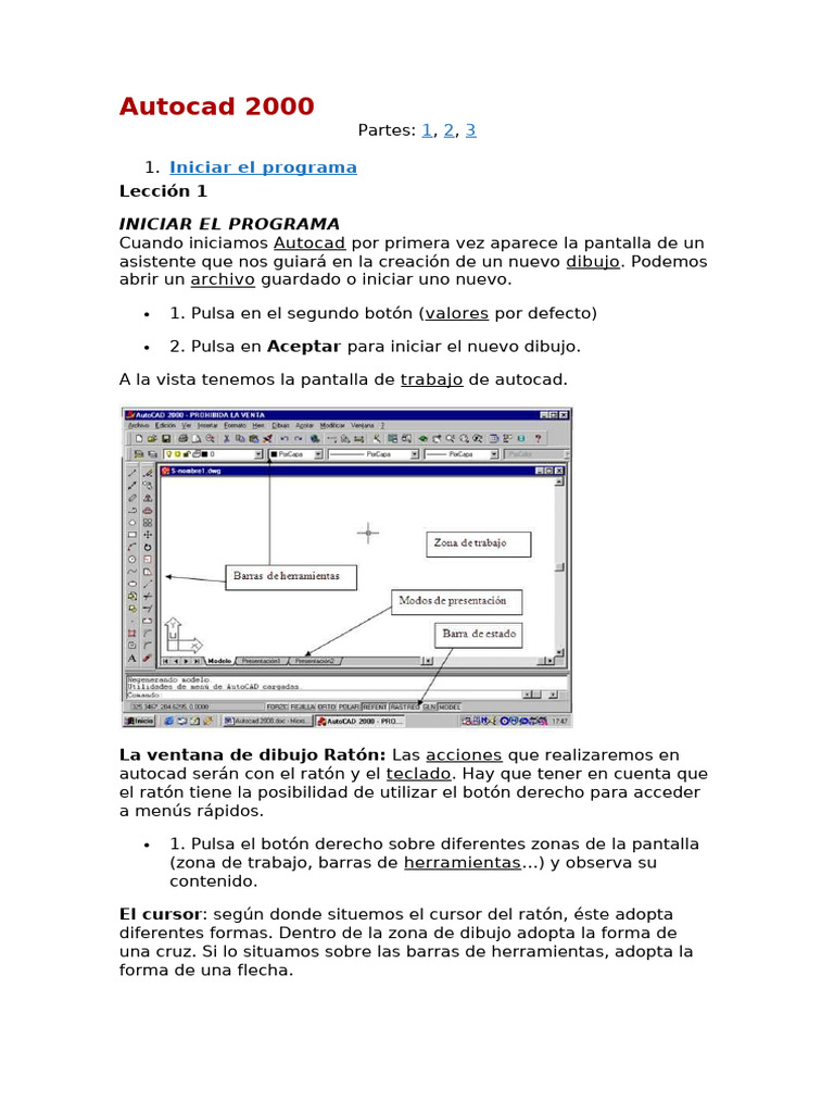 Introducción a AutoCAD 2000: Primeros Pasos | PDF | Ventana ...