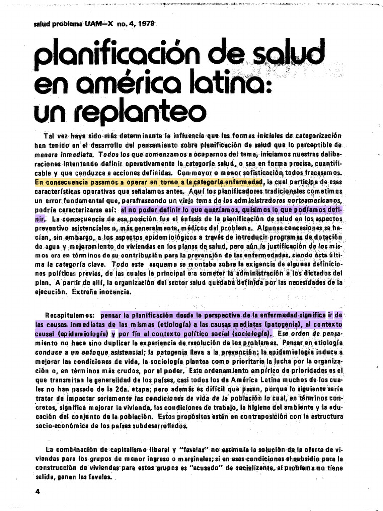 LECTURA 2_Planificación de Salud en AL_Mario Testa_CL2 | PDF