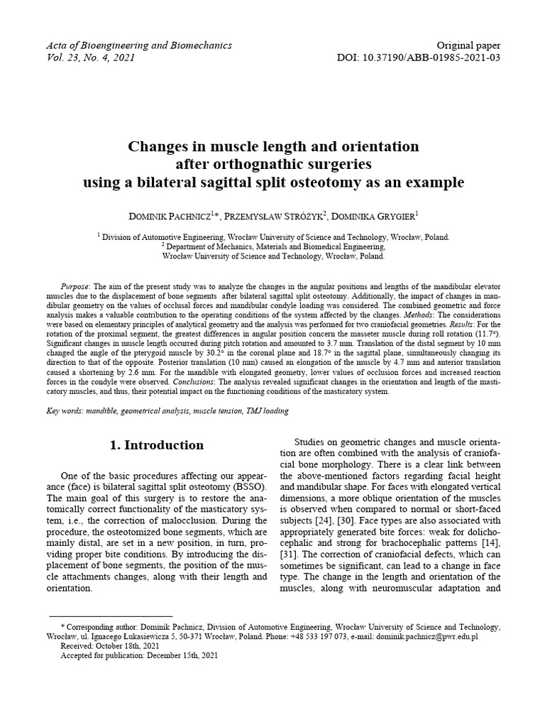 Muscle Changes Post-BSSO Surgery Analysis | PDF | Anatomical Terms Of ...